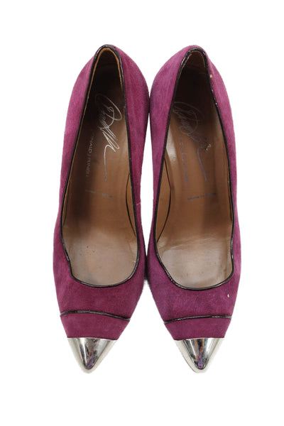 Donald J Pliner Womens Suede Silver Tone Detail Heels Purple Size 7.5