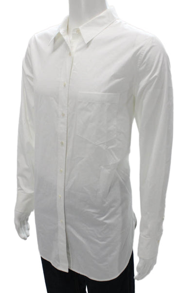 Vince Mens Long Sleeves Button Down Shirt White Cotton Size Extra Large