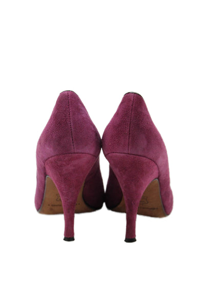 Donald J Pliner Womens Suede Silver Tone Detail Heels Purple Size 7.5