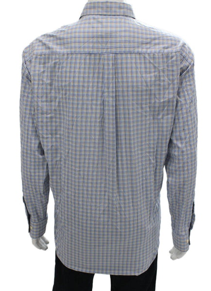 Peter Millar Mens Cotton Blend Plaid Button Up Shirt White Size 2XL