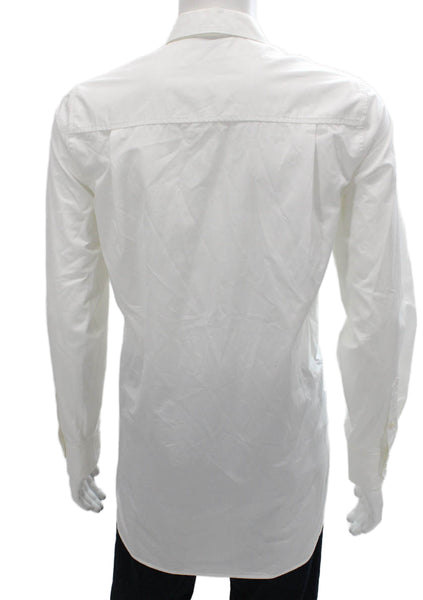 Vince Mens Long Sleeves Button Down Shirt White Cotton Size Extra Large
