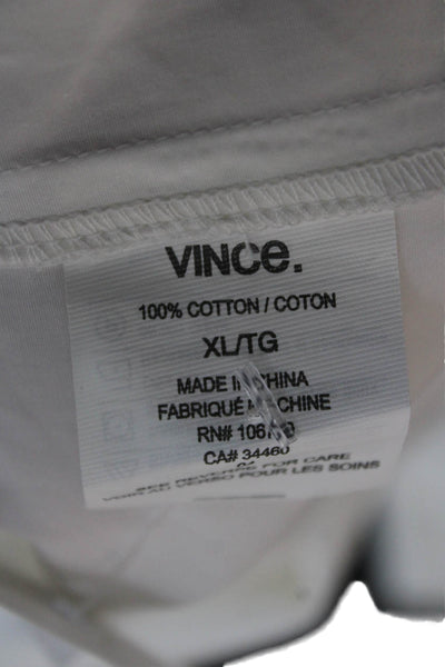 Vince Mens Long Sleeves Button Down Shirt White Cotton Size Extra Large