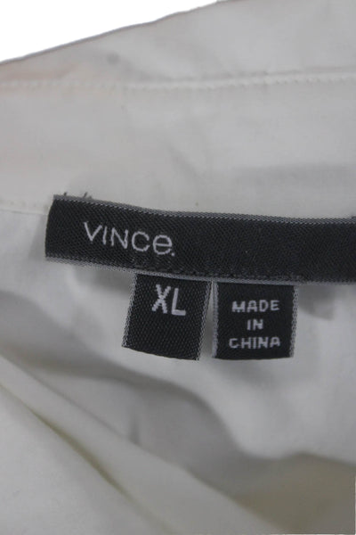 Vince Mens Long Sleeves Button Down Shirt White Cotton Size Extra Large