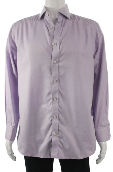 Charles Tyrwhitt Mens Purple Cotton Collared Button Shirt Size L