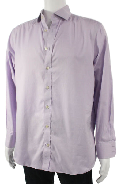 Charles Tyrwhitt Mens Purple Cotton Collared Button Shirt Size L