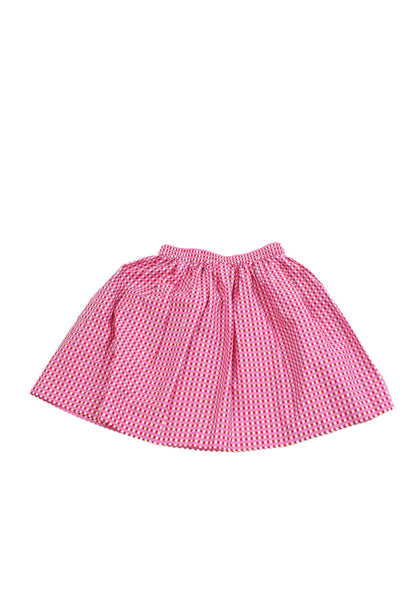 Jacadi Childrens Girls Plaid A Line Skirt Pink Red Cotton Size 8