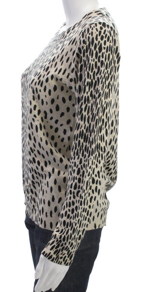 J Crew Women Pullover Sweater Beige Animal Print Fall Size M