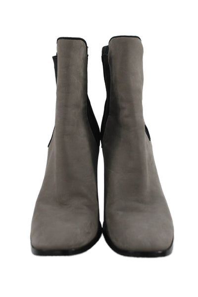 Sigerson Morrison Womens Slip On Block Heel Suede Booties Gray Black Size 11