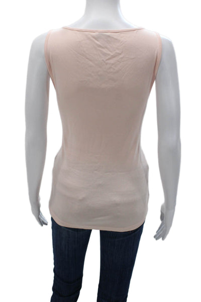 J Crew Women Basic Tank Pink Scoop Neck Cotton Sleeveless Size L