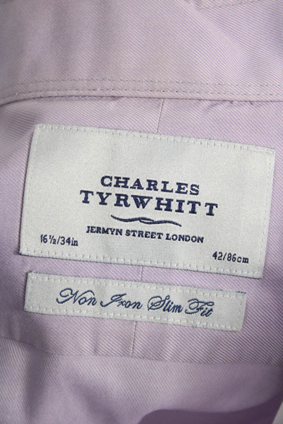 Charles Tyrwhitt Mens Purple Cotton Collared Button Shirt Size L