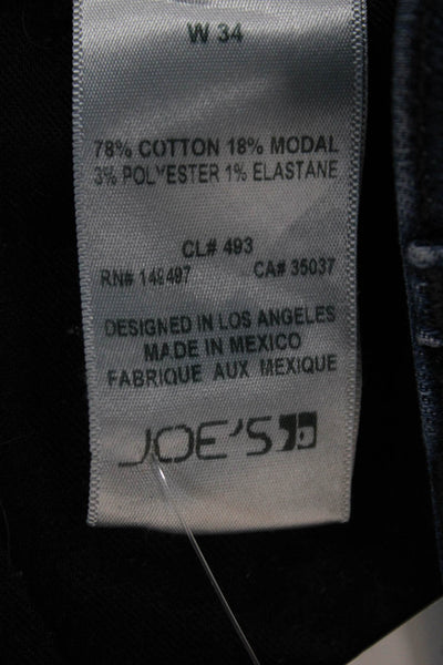 Joes Mens Straight Jeans Blue Button Cotton Solid Fall Size 34