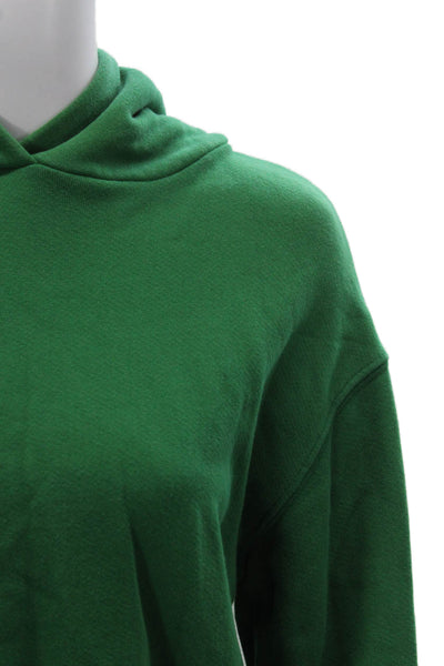 Perfect White Tee Womens Pullover Hoodie Green Cotton Long Sleeve Size S