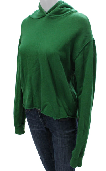 Perfect White Tee Womens Pullover Hoodie Green Cotton Long Sleeve Size S