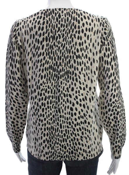 J Crew Women Pullover Sweater Beige Animal Print Fall Size M