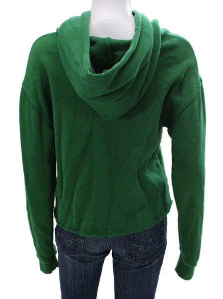 Perfect White Tee Womens Pullover Hoodie Green Cotton Long Sleeve Size S
