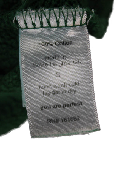 Perfect White Tee Womens Pullover Hoodie Green Cotton Long Sleeve Size S