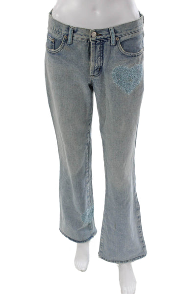 Bolufe Womens Bootcut Jeans Blue Cotton High Rise Size 42