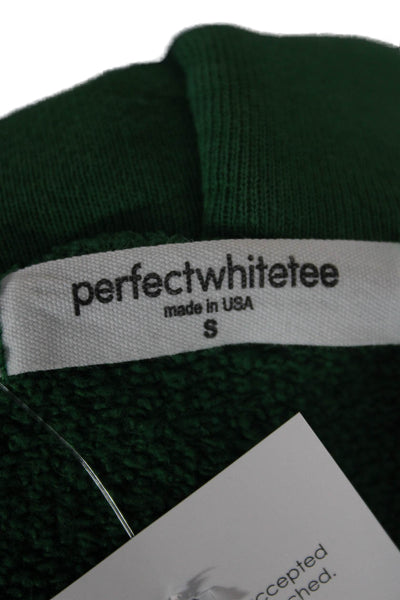 Perfect White Tee Womens Pullover Hoodie Green Cotton Long Sleeve Size S