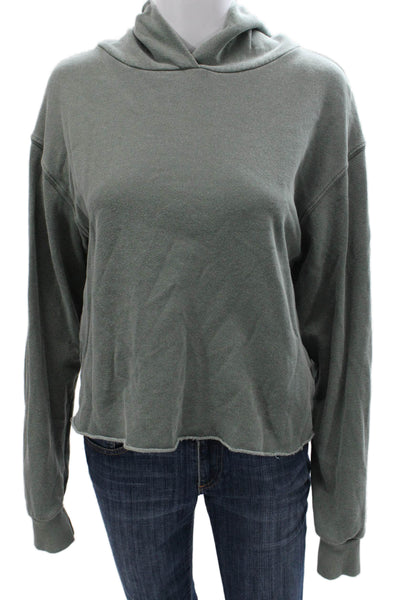 Perfect White Tee Womens Pullover Hoodie Green Cotton Long Sleeve Size S