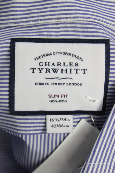 Charles Tyrwhitt Men's Long Sleeves Casual Button Down Stripes Size 16.5