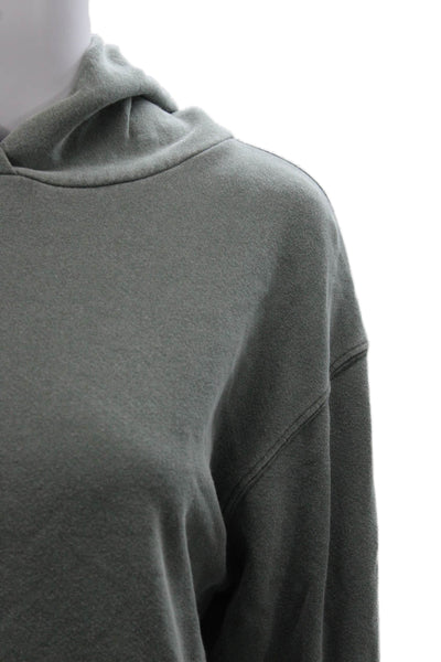 Perfect White Tee Womens Pullover Hoodie Green Cotton Long Sleeve Size S
