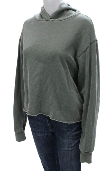 Perfect White Tee Womens Pullover Hoodie Green Cotton Long Sleeve Size S