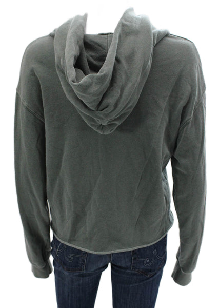 Perfect White Tee Womens Pullover Hoodie Green Cotton Long Sleeve Size S