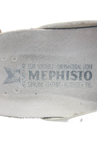 Mephisto Womens Leather Rose Motif Thong Flip Flop White Size 8