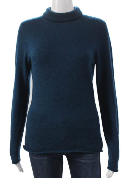 Magaschoni Womens Cashmere Turtleneck Pullover Blue Size M