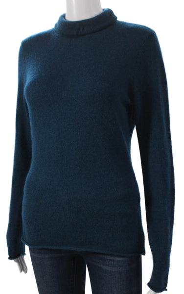 Magaschoni Womens Cashmere Turtleneck Pullover Blue Size M
