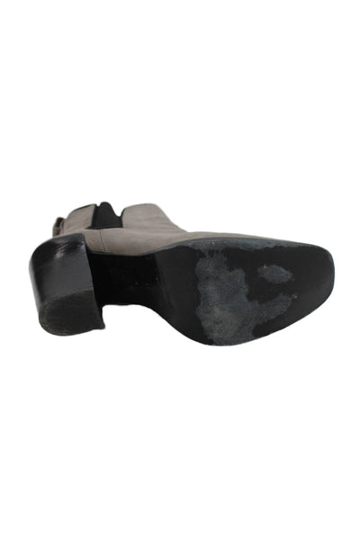 Sigerson Morrison Womens Slip On Block Heel Suede Booties Gray Black Size 11