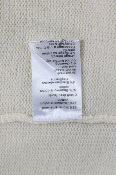 Akris Punto Women Cardigan Wool Button Collared 3/4 Sleeve Ivory Size 10