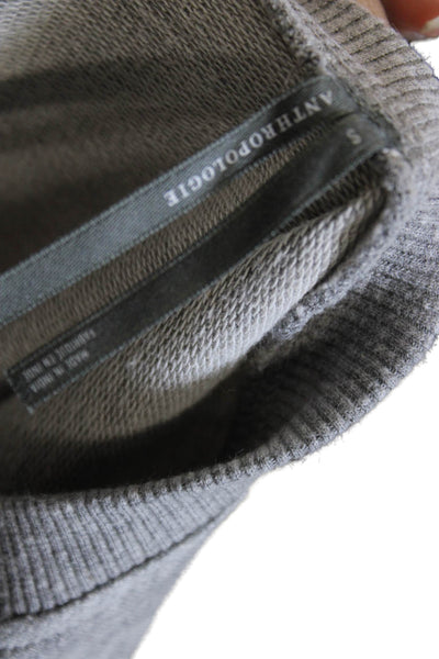 Anthropologie Womens Pullover Sweatshirt Gray Floral Crewneck Long Sleeve Size S