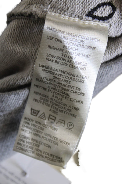 Anthropologie Womens Pullover Sweatshirt Gray Floral Crewneck Long Sleeve Size S