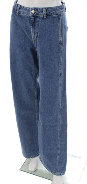 Zara Women Blue Wide-Leg Jeans High Rise Cotton Size 4