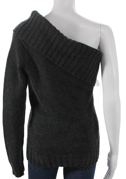 Zara Womens Pullover Sweater One Shoulder Long Sleeve Gray Polyester Size S