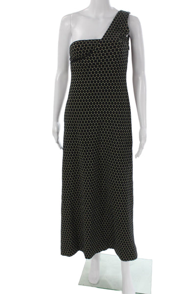 Adriana Iglesias Women Maxi Dress Black One Shoulder Geometric Size 38