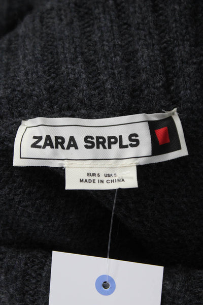 Zara Womens Pullover Sweater One Shoulder Long Sleeve Gray Polyester Size S