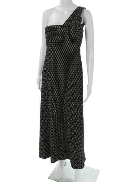 Adriana Iglesias Women Maxi Dress Black One Shoulder Geometric Size 38