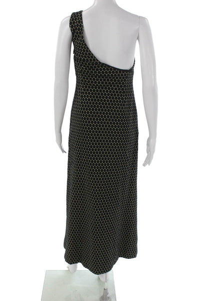 Adriana Iglesias Women Maxi Dress Black One Shoulder Geometric Size 38