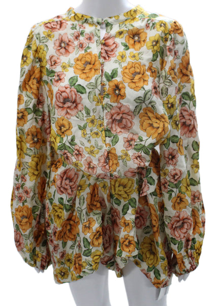 Kivari Women Romper Floral Multicolor Viscose Long Sleeve Button Size 12