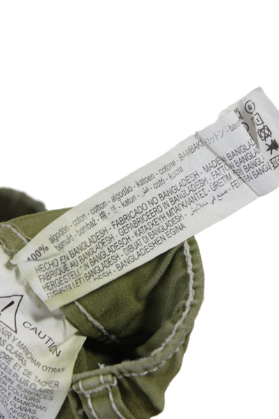 Zara Women Cargo Pants Green Cotton Drawstring 30in Size 4