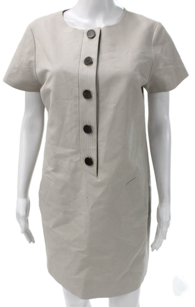 J Crew Womens Shift Dress Beige Round Neck Short Sleeve Polyester Blend Size 10