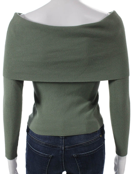 Wilfred Women Pullover Wool Boat Neck Long Sleeve Green Sweater Size S