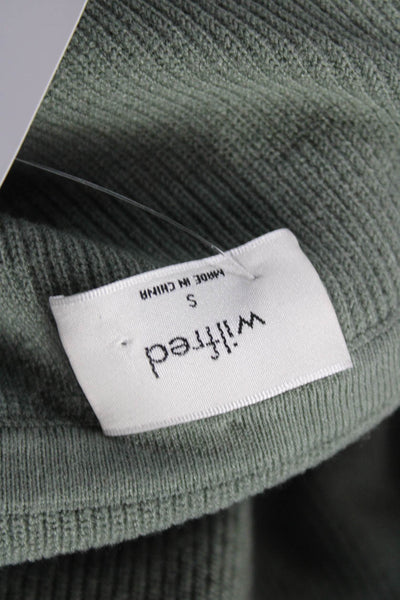 Wilfred Women Pullover Wool Boat Neck Long Sleeve Green Sweater Size S