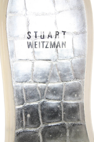 Stuart Weitzman Womens Rose Accent Flip Flops White Size 8