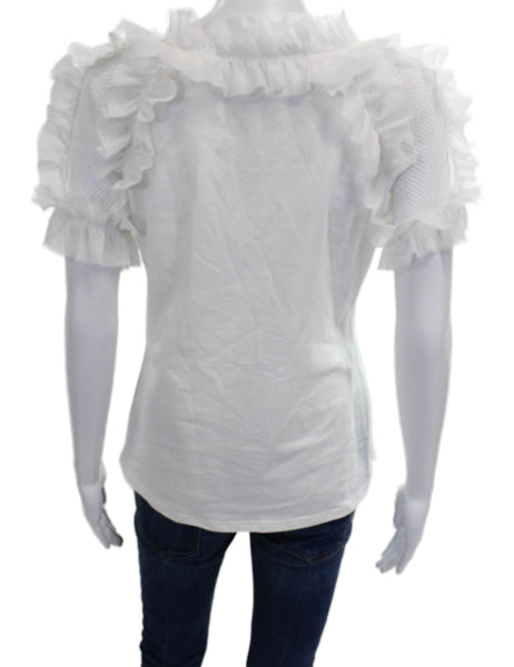 Gracia Womens Basic White Cotton Short Sleeve Round Neck T-Shirt Size L
