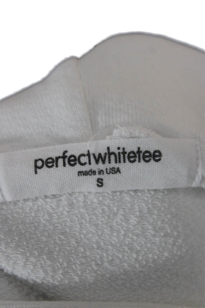 Perfect White Tee Womens Pullover Hoodie White Cotton Long Sleeve Size S