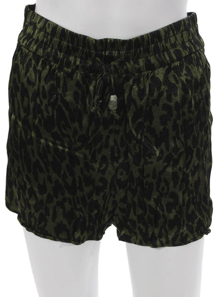 Zara Women Black Animal Print Viscose Hot Pants Drawstring Size S