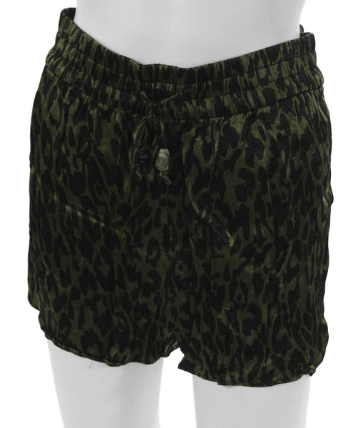 Zara Women Black Animal Print Viscose Hot Pants Drawstring Size S